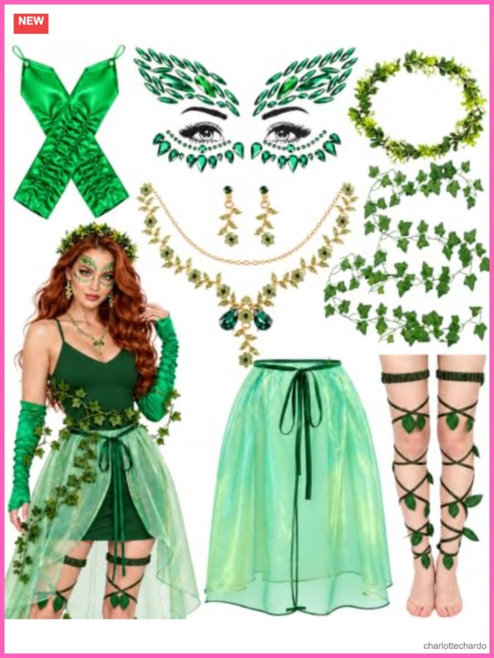 8 Pc Halloween Ivy Costume Set Women Leaf Dress-Up Accessories